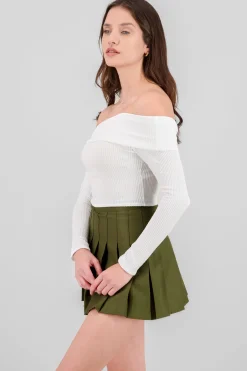 Top Sin Hombros Textura Rib