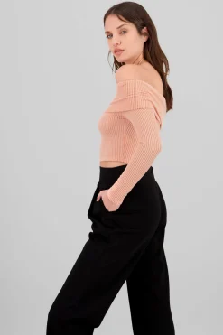 Top Sin Hombros Textura Rib