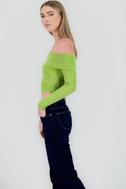 Top Sin Hombros Textura Rib