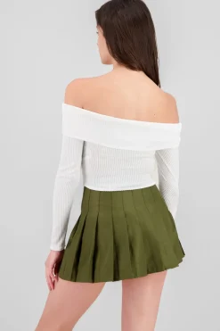 Top Sin Hombros Textura Rib