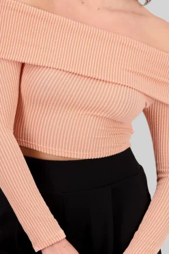 Top Sin Hombros Textura Rib