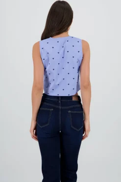 Top sin manga cuello redondo detalle lazos corazon