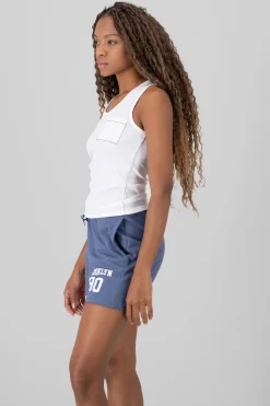 Top sin mangas pespunte contraste