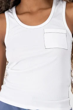 Top sin mangas pespunte contraste