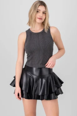 Top sin mangas rib deslavado