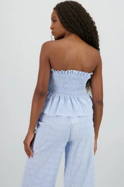 Top strapless cuadros con textura