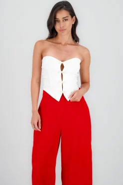 Top strapless detalle moños