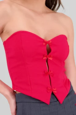 Top strapless detalle moños
