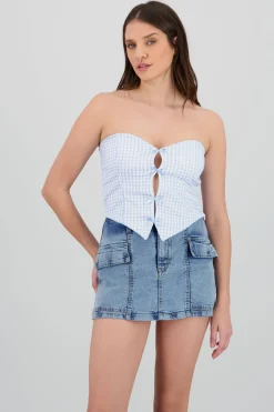 Top strapless escote corazon detalle moños