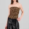 Top strapples drapeado animal print