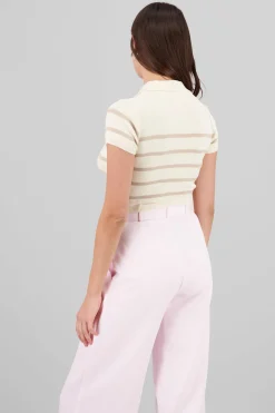 Top tejido cuello polo rayas