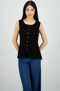 Top tejido largo abertura con botones