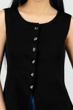 Top tejido largo abertura con botones