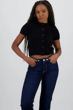 Top tejido manga corta con botones