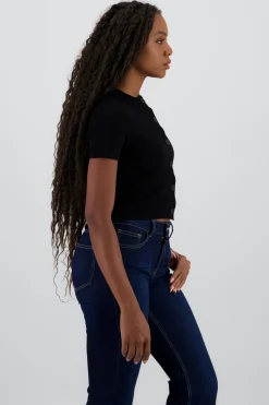 Top tejido manga corta con botones