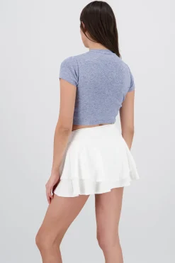 Top tejido manga corta detalle moño