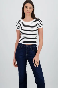 Top tejido manga corta rayas