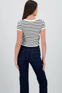 Top tejido manga corta rayas