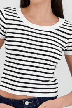 Top tejido manga corta rayas