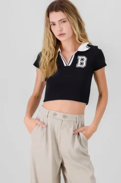 Top tejido polo detalle parche