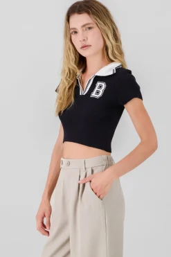 Top tejido polo detalle parche