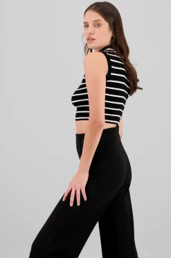 Top tejido rayas cuello alto