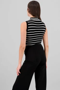 Top tejido rayas cuello alto