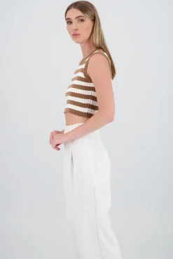 Top tejido rib rayas