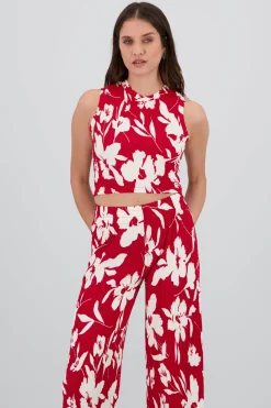 Top textura flores tropicales