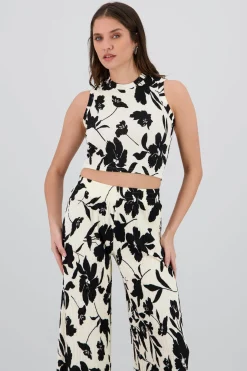 Top textura flores tropicales