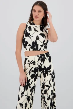 Top textura flores tropicales