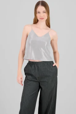 Top tirantes fluido brillos