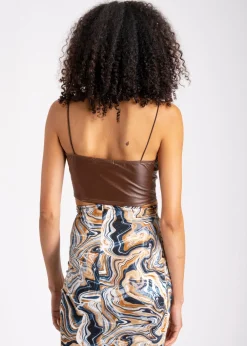 Top Tirantes Pañuelo Efecto Piel Cuello Drapeado