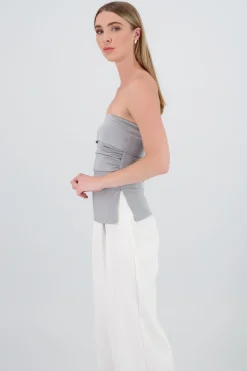 Top tubo con dobles escote