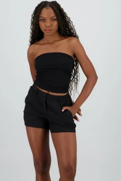 Top tubo corto plisado