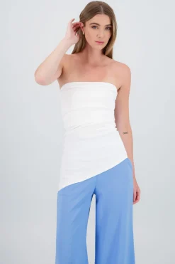 Top tubo costado plisado