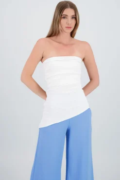 Top tubo costado plisado