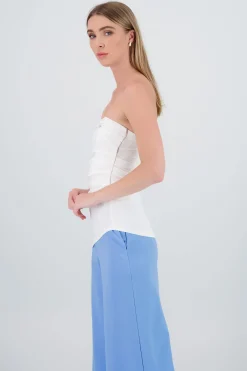 Top tubo costado plisado