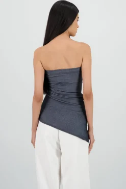 Top tubo costado plisado