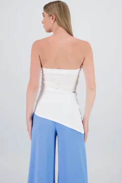 Top tubo costado plisado