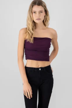 Top tubo drapeado mesh