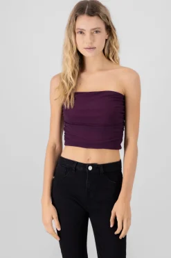 Top tubo drapeado mesh