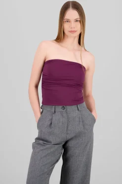 Top tubo fruncido liso