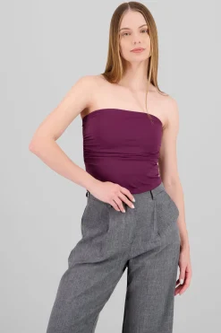 Top tubo fruncido liso