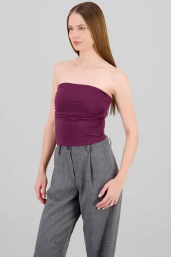 Top tubo fruncido liso