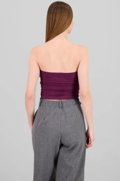 Top tubo fruncido liso