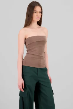 Top tubo strapless detalle dobles