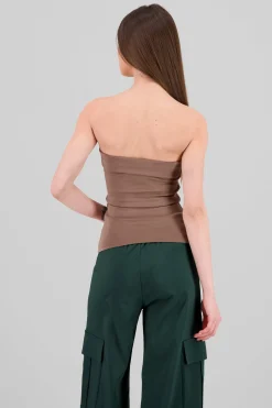 Top tubo strapless detalle dobles