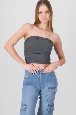 Top Tubo Strapless Drapeado