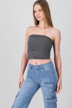 Top Tubo Strapless Drapeado